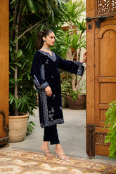 DA-1863 NAVY BLUE EMBROIDERED KURTA